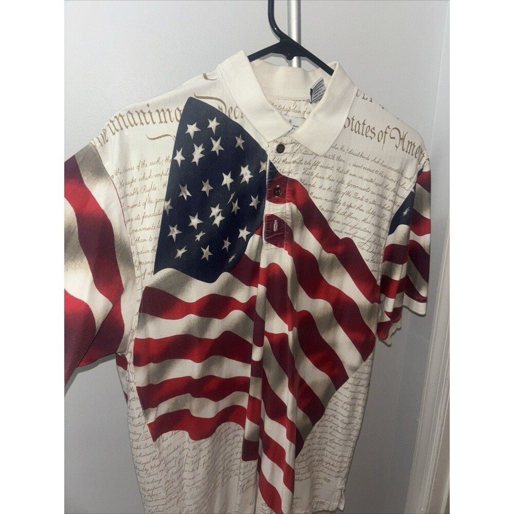 American Summer Men's Short Sleeve Polo Shirt Size M All Over Print AOP